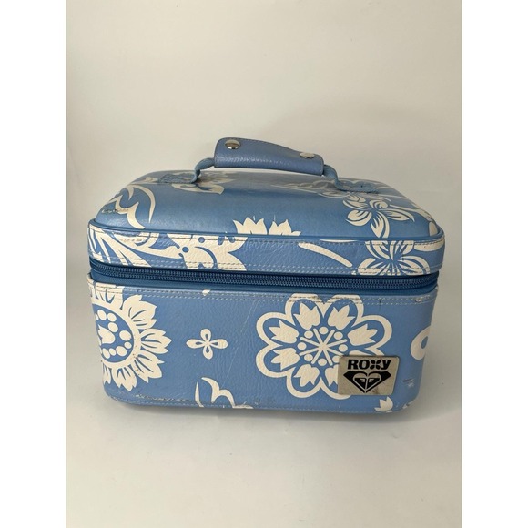 Roxy Handbags - ROXY Make-Up Case Hawaiian Floral Blue Vintage Large READ